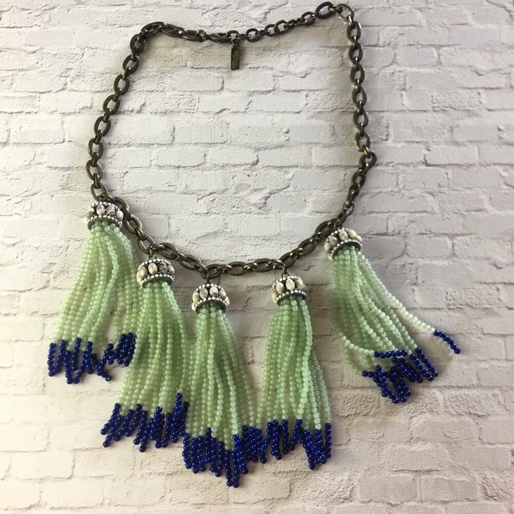 Vintage BaubleBar Tassel Seed Bead Statement Necklace